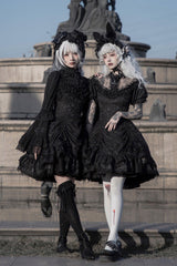 Dark Black High Waisted Ruffled Hanayome Gothic Lolita Dress - Product - 3