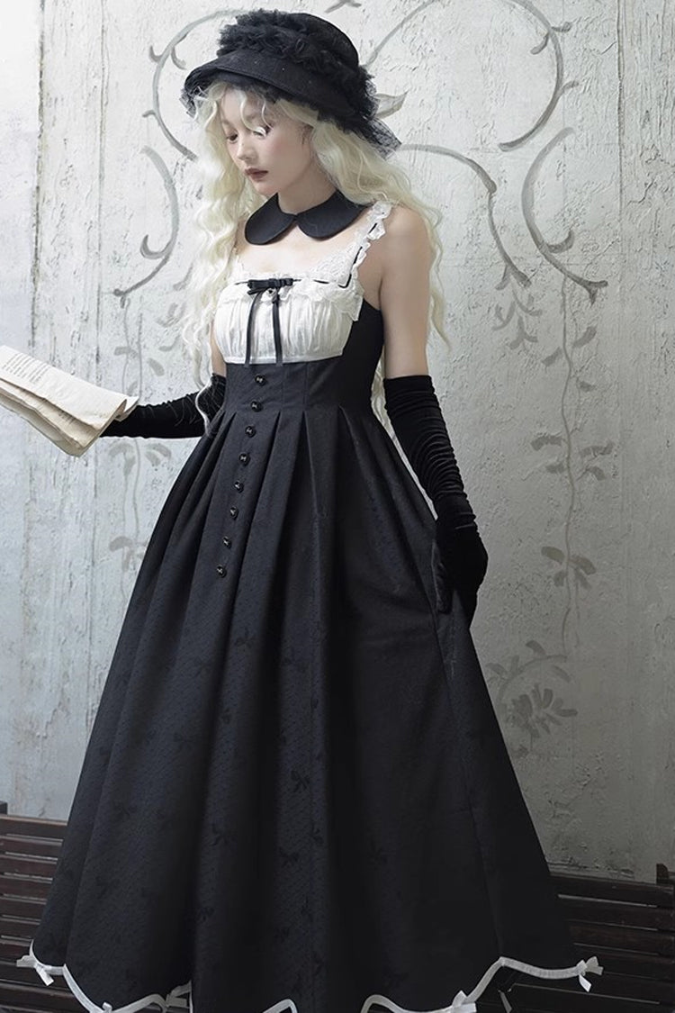 Black [Swan] Short Sleeves Sweet Elegant Princess Lolita Dress Long Version - Black - 1