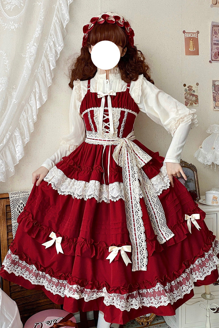 [Lillian] Ruffle Bowknot Lace Sweet Lolita Jsk Dress 4 Colors - Product - 8