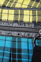 Multi-Color Plaid Print Pockets Zipper Irregular Women's Steampunk Skirt - Product - 5