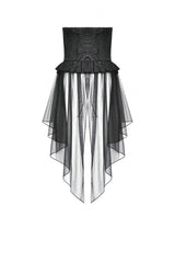 Black High Waisted Lace-Up High/low Mesh Women's Punk Skirt - Product - 14