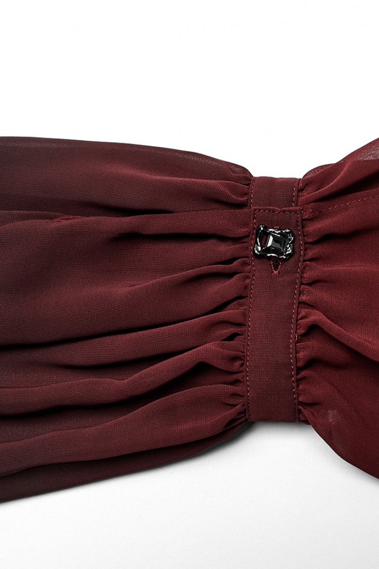 Black/Red Lapel Collar Gradient Sheer Men's Gothic Blouse - Product - 9