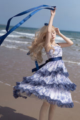 Multi-Color Multi-layer Cumulonimbus Print Ruffle Bowknot Sweet Lolita Jsk Dress - Product - 11