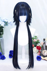 Japanese Style Highlight Trendy Girl Long Braid Sweet Lolita Wig 4 Colors - Blue/Black - 1