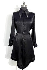 Snake-Detail Lapel Collar Long Sleeves Slim Velvet Gothic Ouji Lolita Blouse 3 Colors - Product - 3