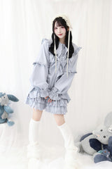 Doll Collar Long Sleeves Ruffle Bowknot Sweet Jirai Kei Japanese Blouse 3 Colors - Product - 10
