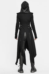 Black Hooded Slim Knitted Long Womens Punk Coat - Product - 3