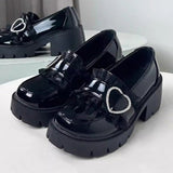 Heart Rhinestone Jirai Kei Elegant Lolita Platforms 3 Colors - Black - 1