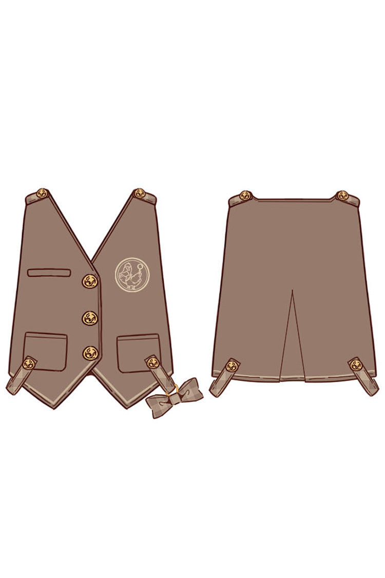 Brown Detective Goose Rivet Buttons Ouji Lolita Vest - Product - 5