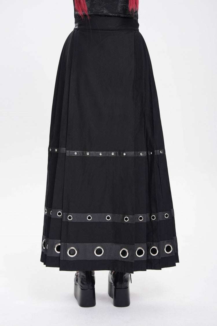 Black Eyelets Rivets Pentacle Horse-face Women's Punk Skirt - Product - 8