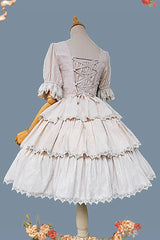Tulip Print Embroidery Short Sleeves Multi-layer Sweet Elegant Lolita Jsk Dress 3 Colors - Product - 9