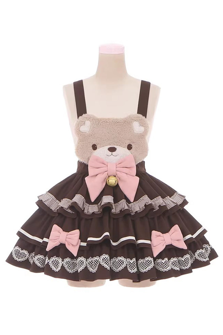 [Bunny Transformation] Detachable Bunny Cake Sleeveless Triple-Layered Ruffled Bow Sweet Strap Dress 2 Colors - Product - 6