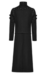 Black Stand Collar Detachable Versatile Men's Punk Coat - Product - 7