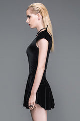 Black Little Devil Off The Shoulder Sexy Velvet Punk Womens Dress With Wings - Product - 3