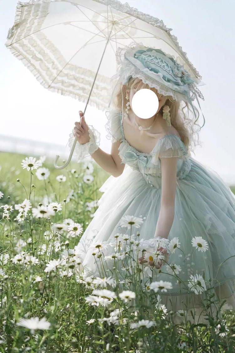 Light Green [Love Is Coming] Multi-layer Ruffle Embroidery Bowknot Sweet Princess Lolita Jsk Dress - Product - 4