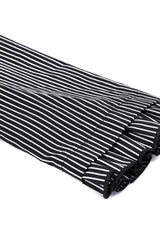 Black/White Lapel Collar Long Puff Sleeves Women's Gothic Striped Preppy Style Dress - Product - 19