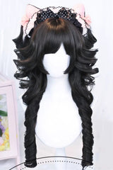 Ringlet Curls Sweet Lolita Wig with Blunt Bangs 3 Colors - Black-Tea-Brown - 4