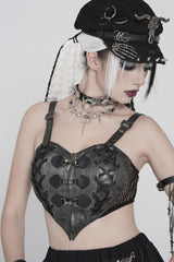 Black Lace-Up Slim Mesh Buckled Women's Punk Heart  Corset - Product - 9