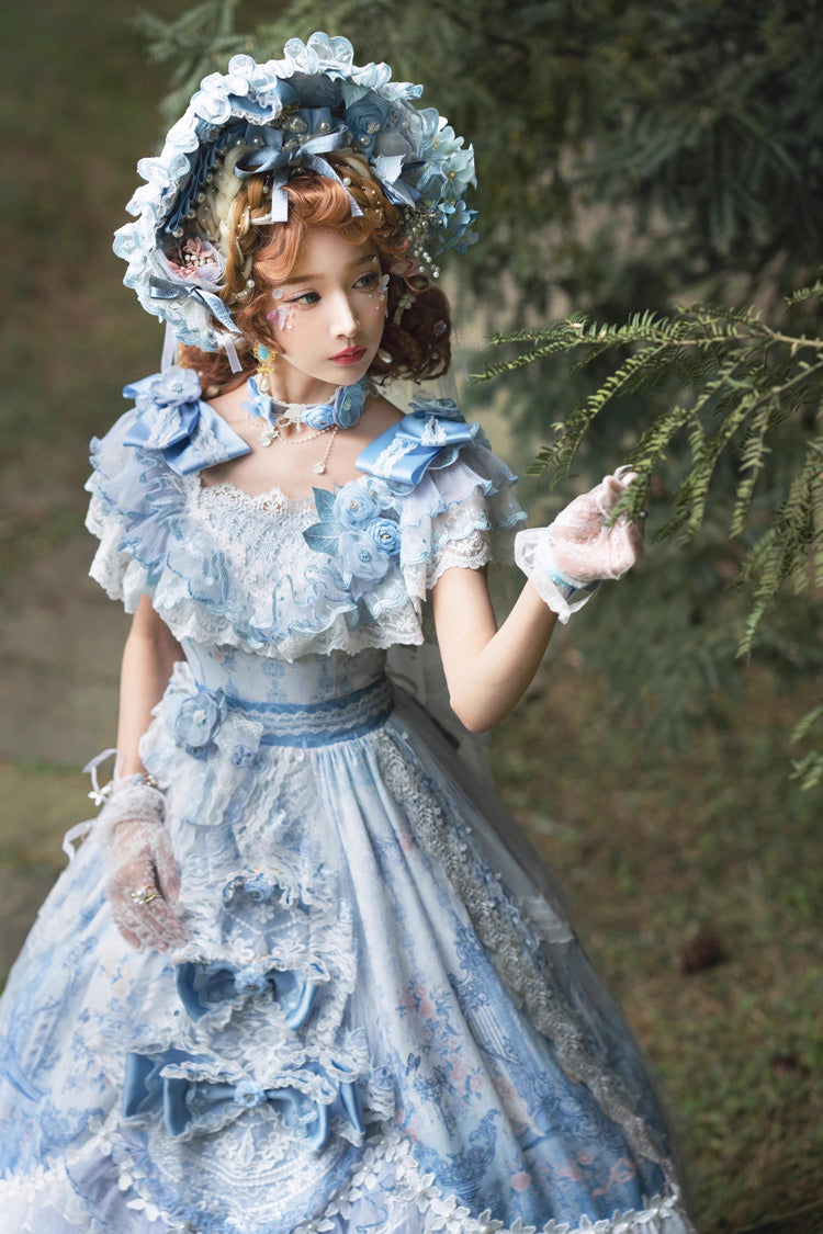 Blue The Key to the Secret Realm Gorgeous Wedding Princess Sweet Lolita Dress Set - Product - 6