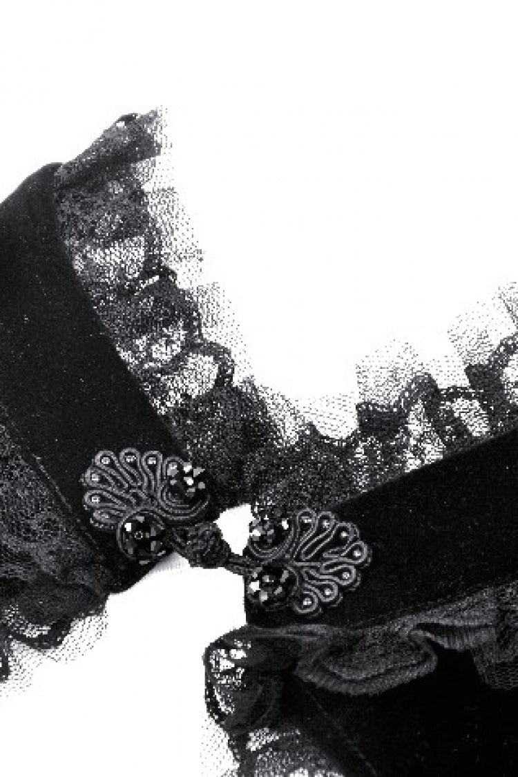 Black Long Lantern Sleeves Lace Spliced Velvet Women's Gothic Cape - Product - 15