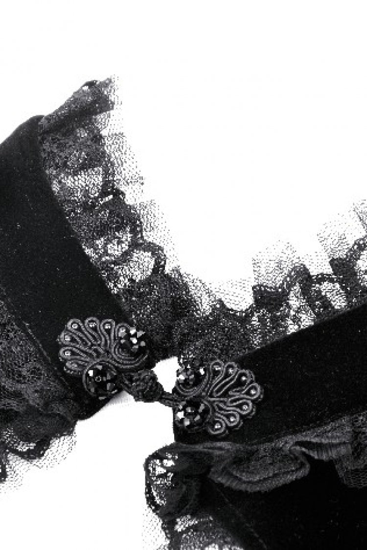 Black Long Lantern Sleeves Lace Spliced Velvet Women's Gothic Cape - Product - 15