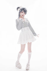 Sweet Ruffle Lace Lace-Up Japanese Jirai Kei Skirt 4 Colors - Product - 20