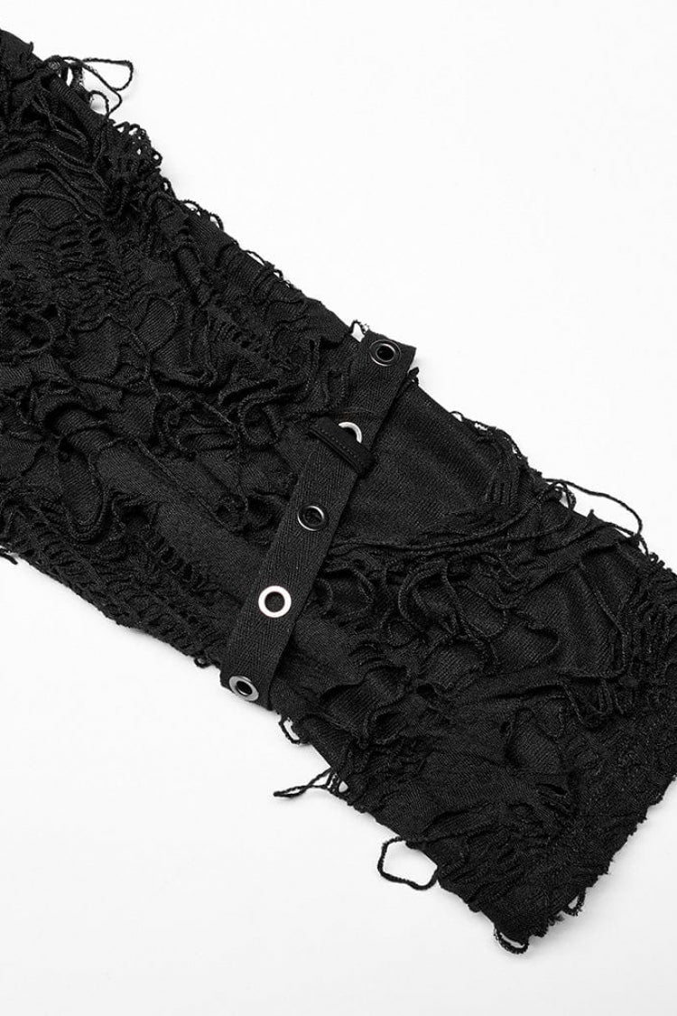 Black High Collar Stitching Ripped Men's Steampunk Blouse - Product - 8