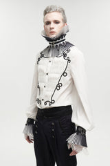 Black  Men's Gothic Luxurious Royal Double Color Beaded Lace Gloves - Product - 3