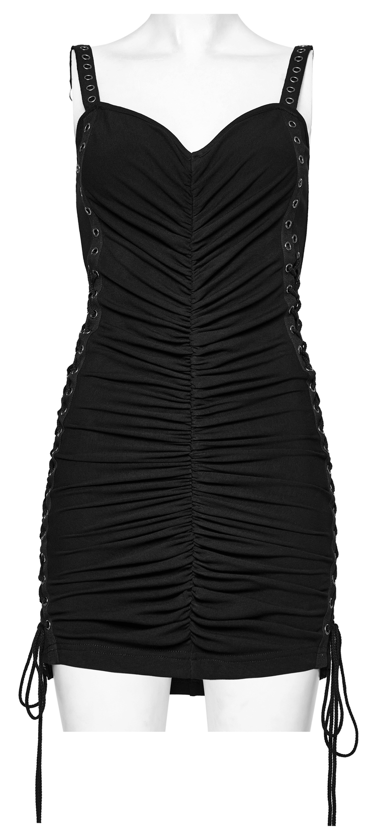 Edgy Adjustable Drawstring Mini Dress with Eyelet Straps - image 4