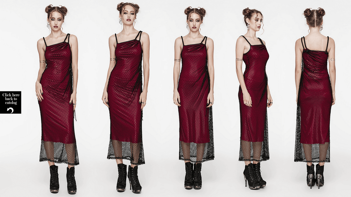 Edgy Goth Asymmetric Dress with Mesh and Shoulder Straps - image 15