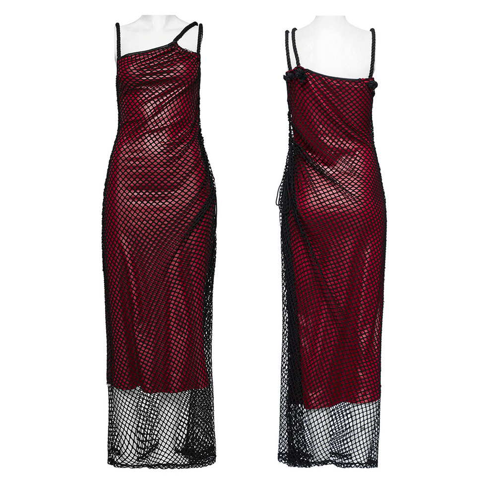Edgy Goth Asymmetric Dress with Mesh and Shoulder Straps - image 3