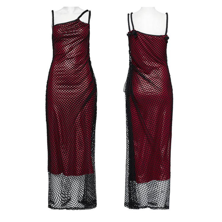 Edgy Goth Asymmetric Dress with Mesh and Shoulder Straps - image 3