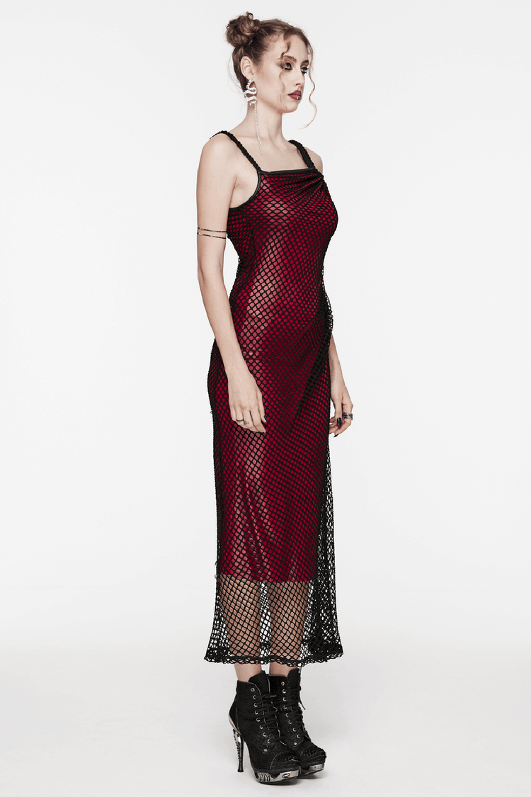 Edgy Goth Asymmetric Dress with Mesh and Shoulder Straps - image 13