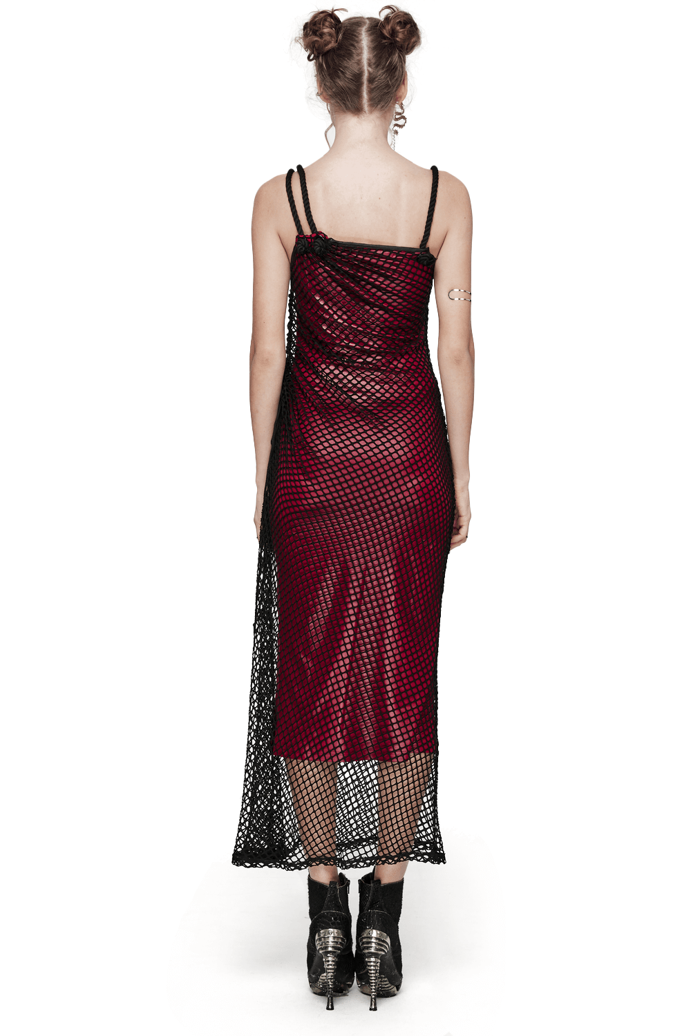 Edgy Goth Asymmetric Dress with Mesh and Shoulder Straps - image 2