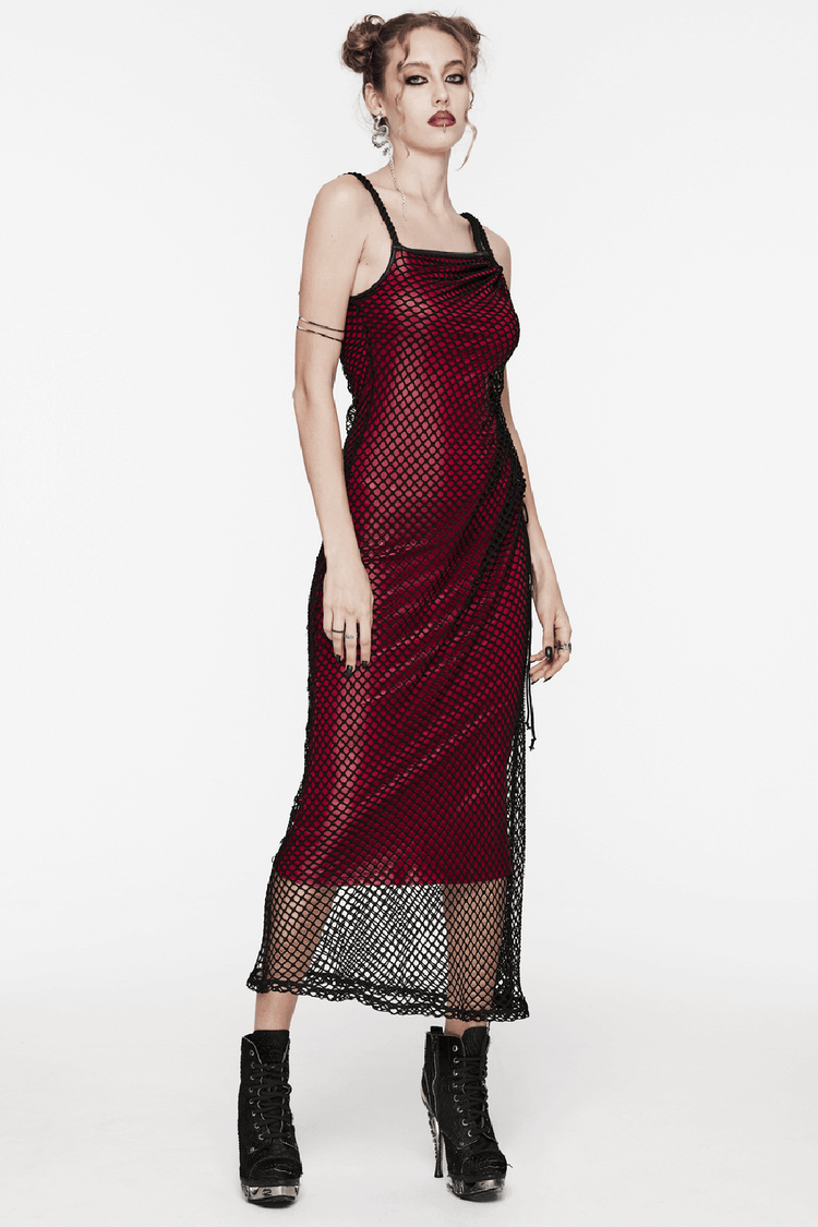 Edgy Goth Asymmetric Dress with Mesh and Shoulder Straps - image 14