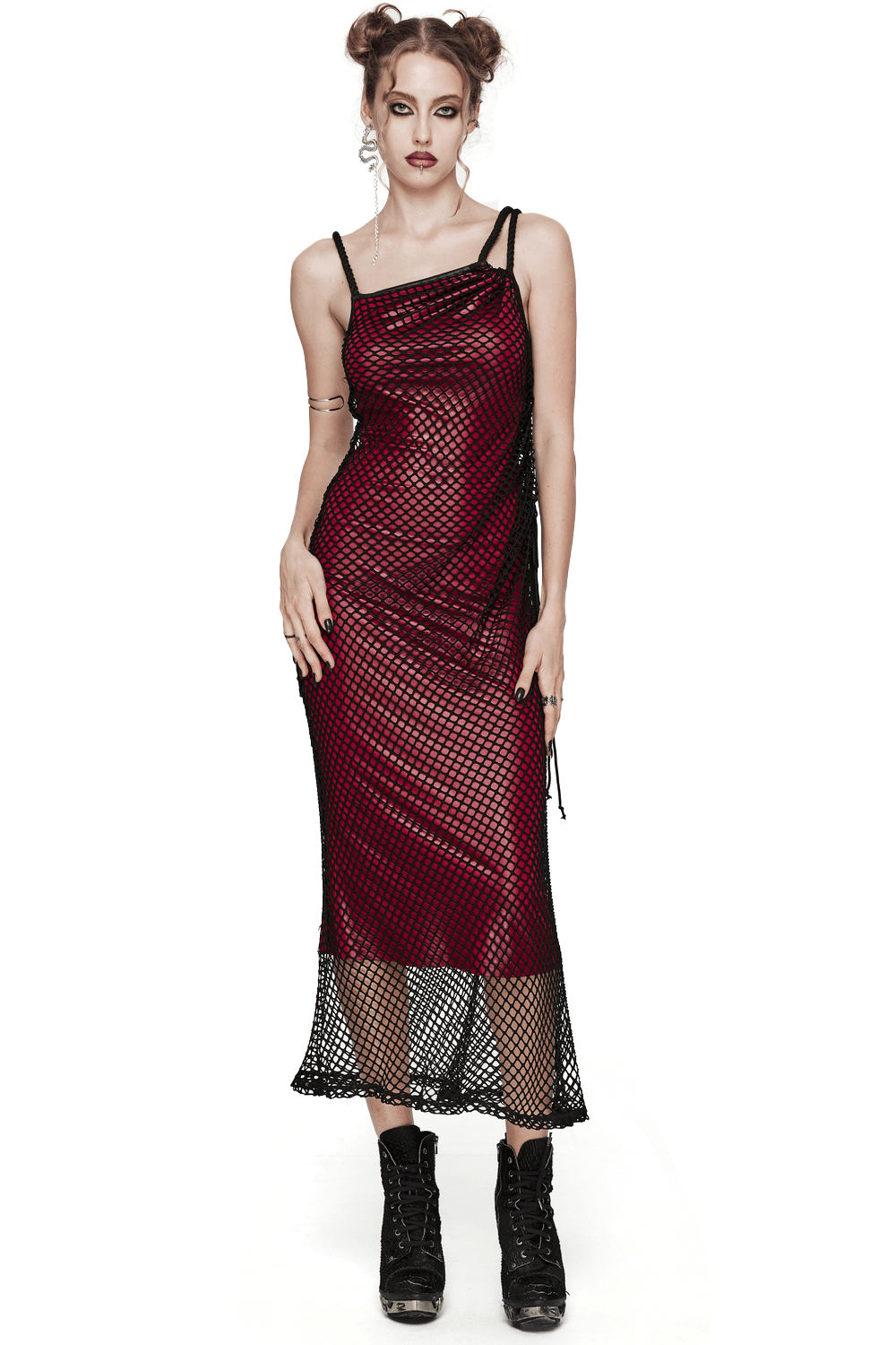 Edgy Goth Asymmetric Dress with Mesh and Shoulder Straps - image 1