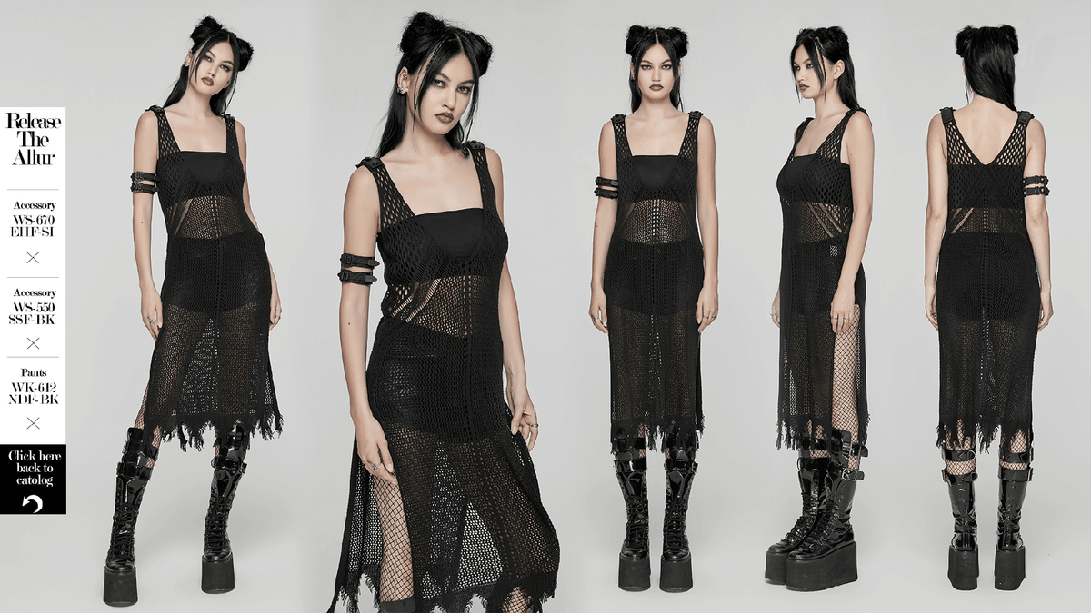 Edgy Knit Techwear V-Neck Slit Dress for Women - image 16