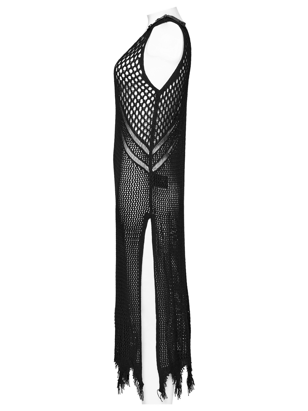 Edgy Knit Techwear V-Neck Slit Dress for Women - image 5