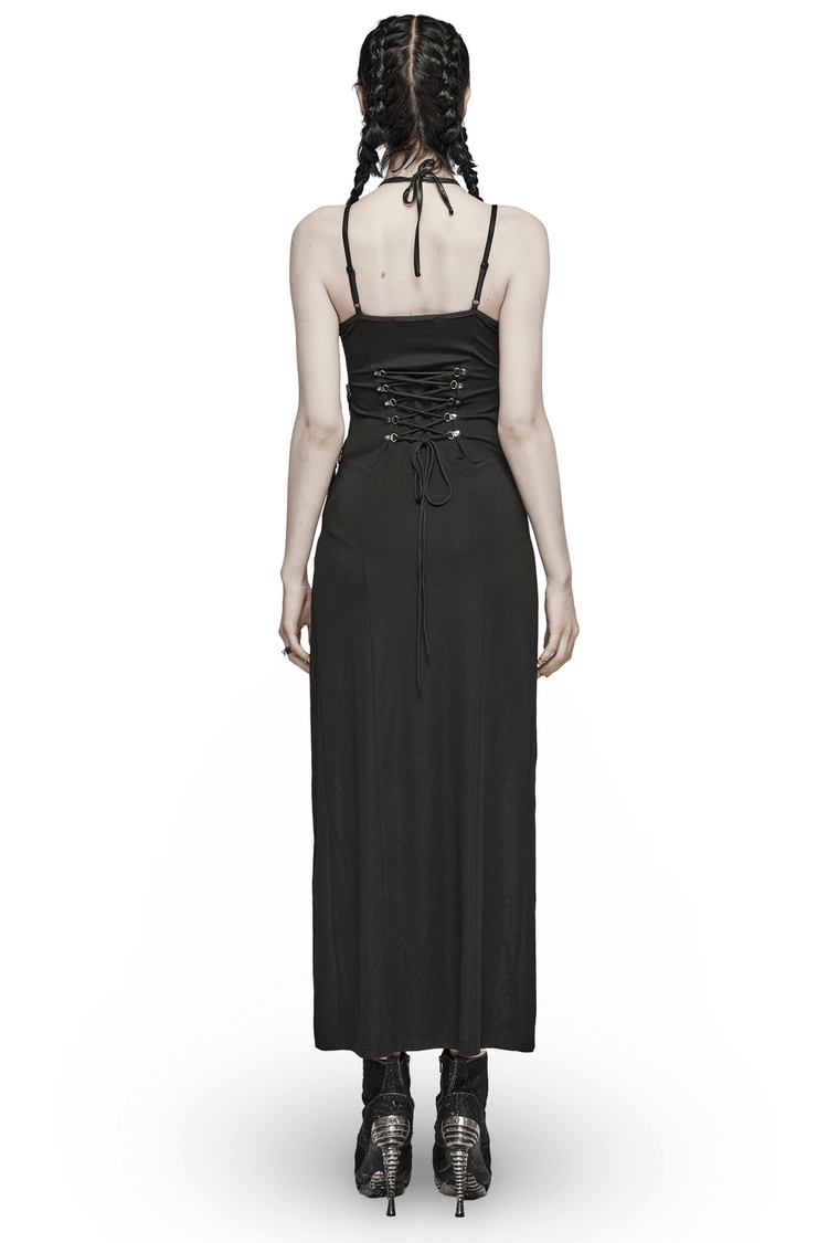 Edgy Long Two-Way Straps Dress with Slits and Lace Up - image 2