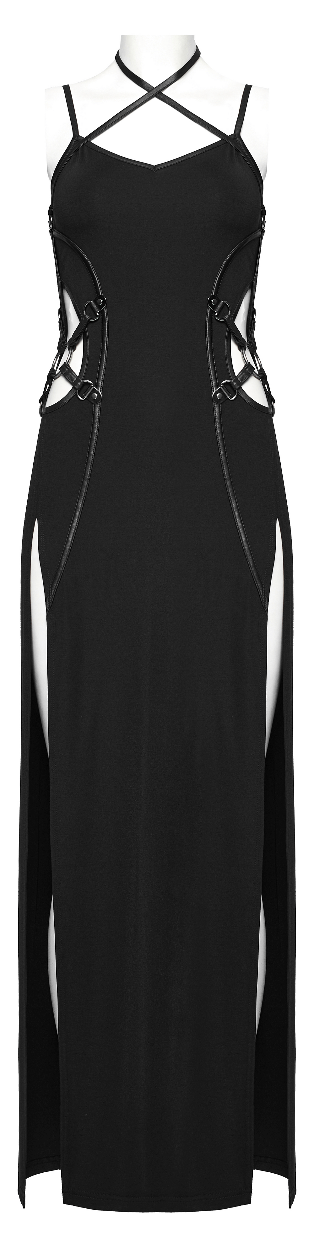 Edgy Long Two-Way Straps Dress with Slits and Lace Up - image 4
