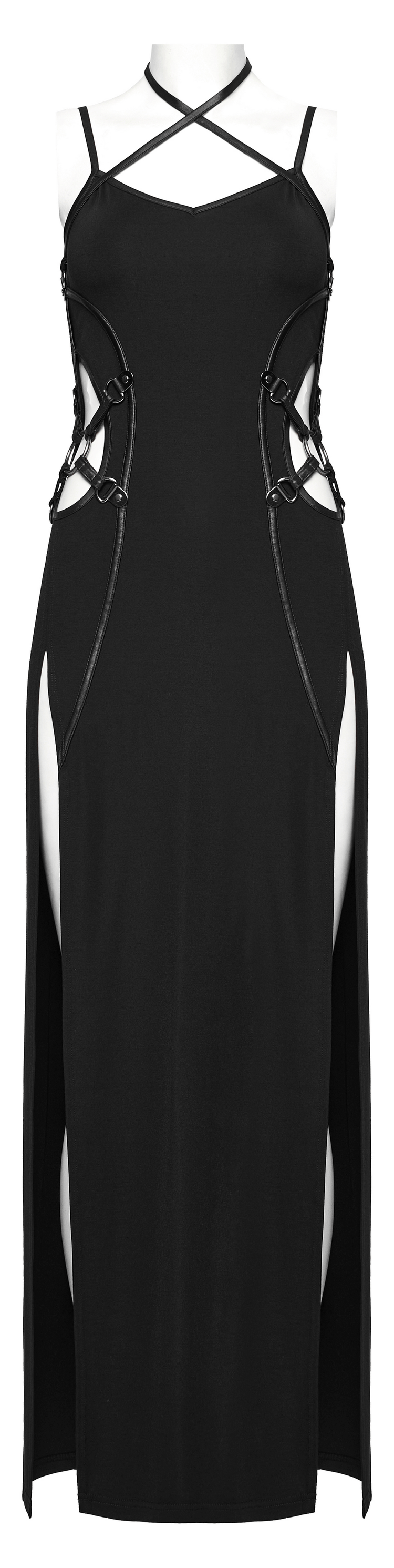 Edgy Long Two-Way Straps Dress with Slits and Lace Up - image 4