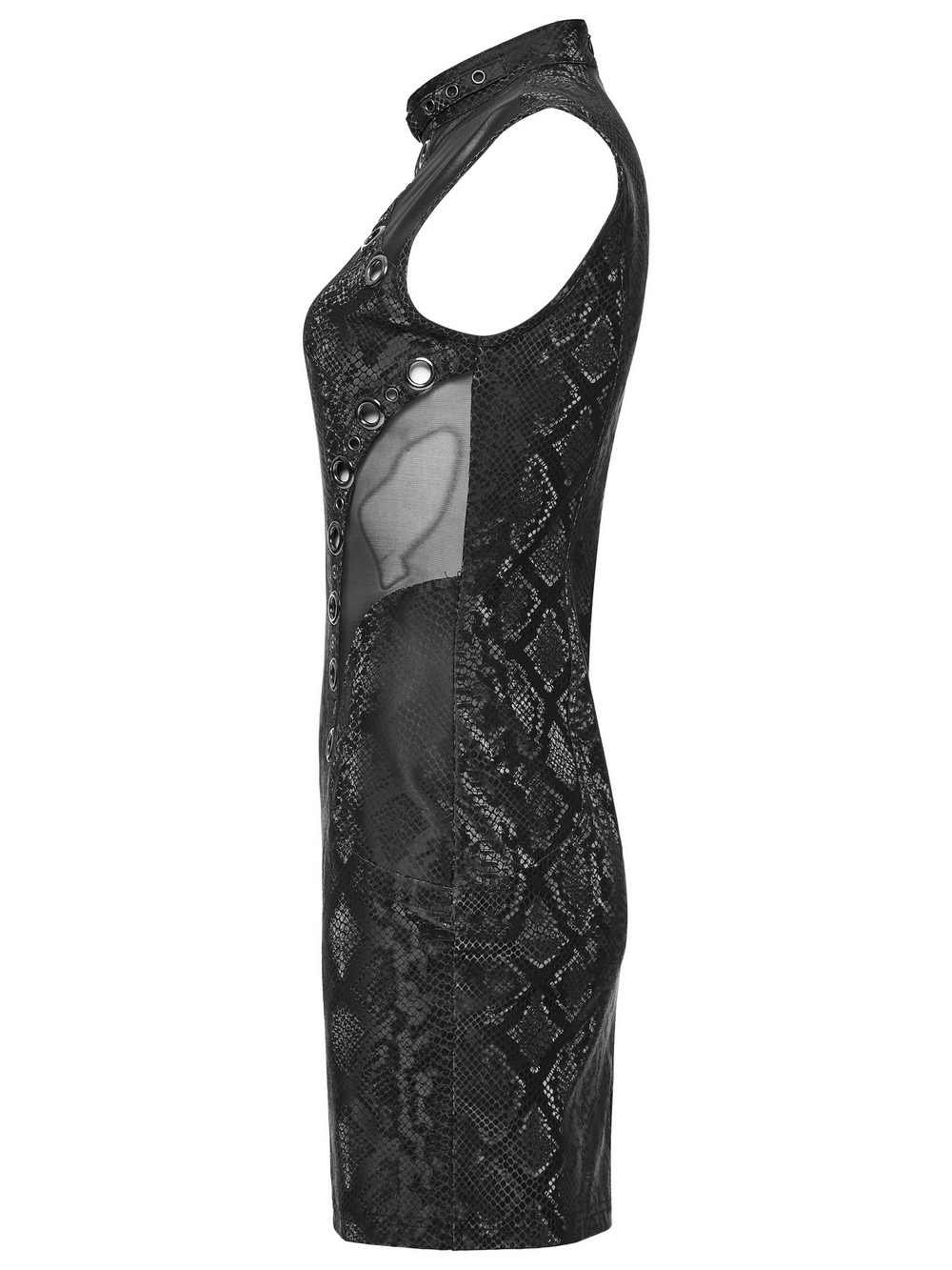 Edgy Snake-Skin Patterned Sleeveless Punk Dress - image 5