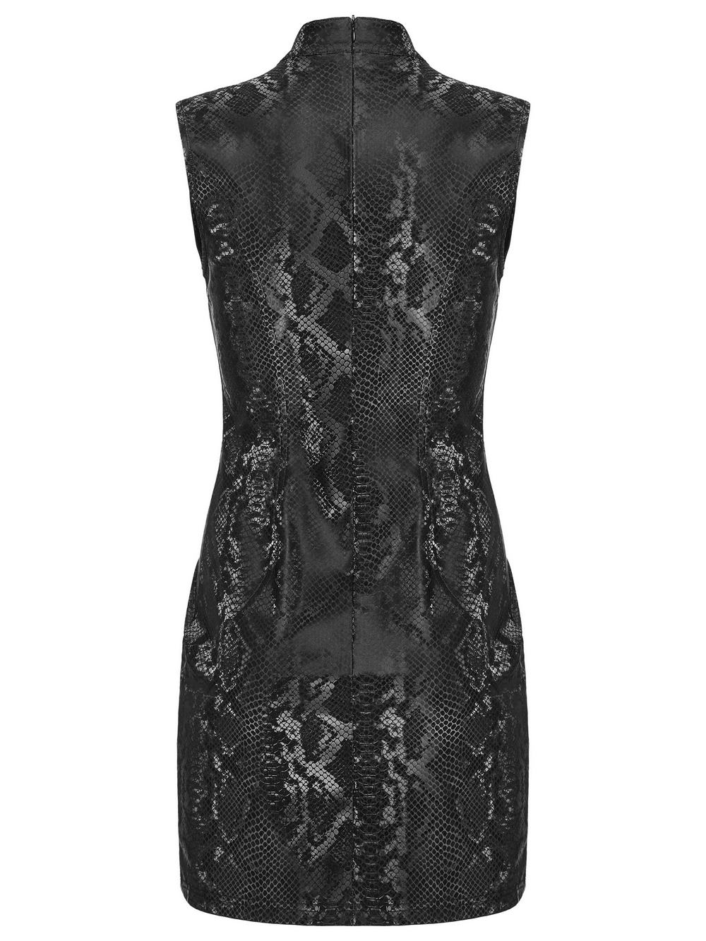 Edgy Snake-Skin Patterned Sleeveless Punk Dress - image 6