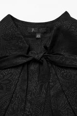 Black Mesh Lapel Collar Lace Jacquard Womens Gothic Cloak - Product - 8