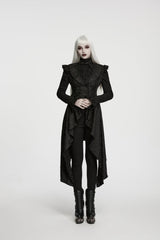 Black Stand Collar Sleeveless Jacquard Cut-Out Lace-Up Asymmetric Women's Gothic Elegant Vest - Product - 5