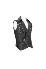 Black Lapel Fitted Atomized Crack Front Chest Crossover Rope Men's Punk Vest - Product - 7