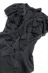 Black Ruffled Bow Gothic Japanese Lolita Blouse - Product - 7