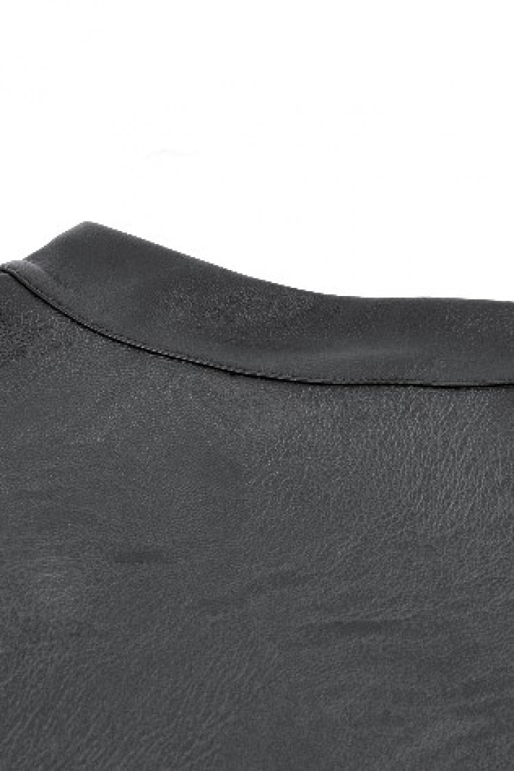 Black PU Leather Long Sleeves Buckled Strap Zippered Women's Punk Shrug - Product - 15