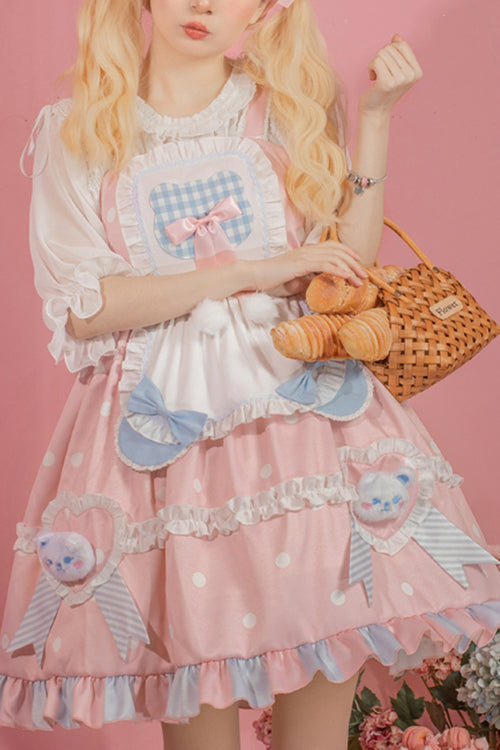 Pink Jenny Bear Diaries Polka Dot Print Sweet Lolita JSK Dress - Pink - 1