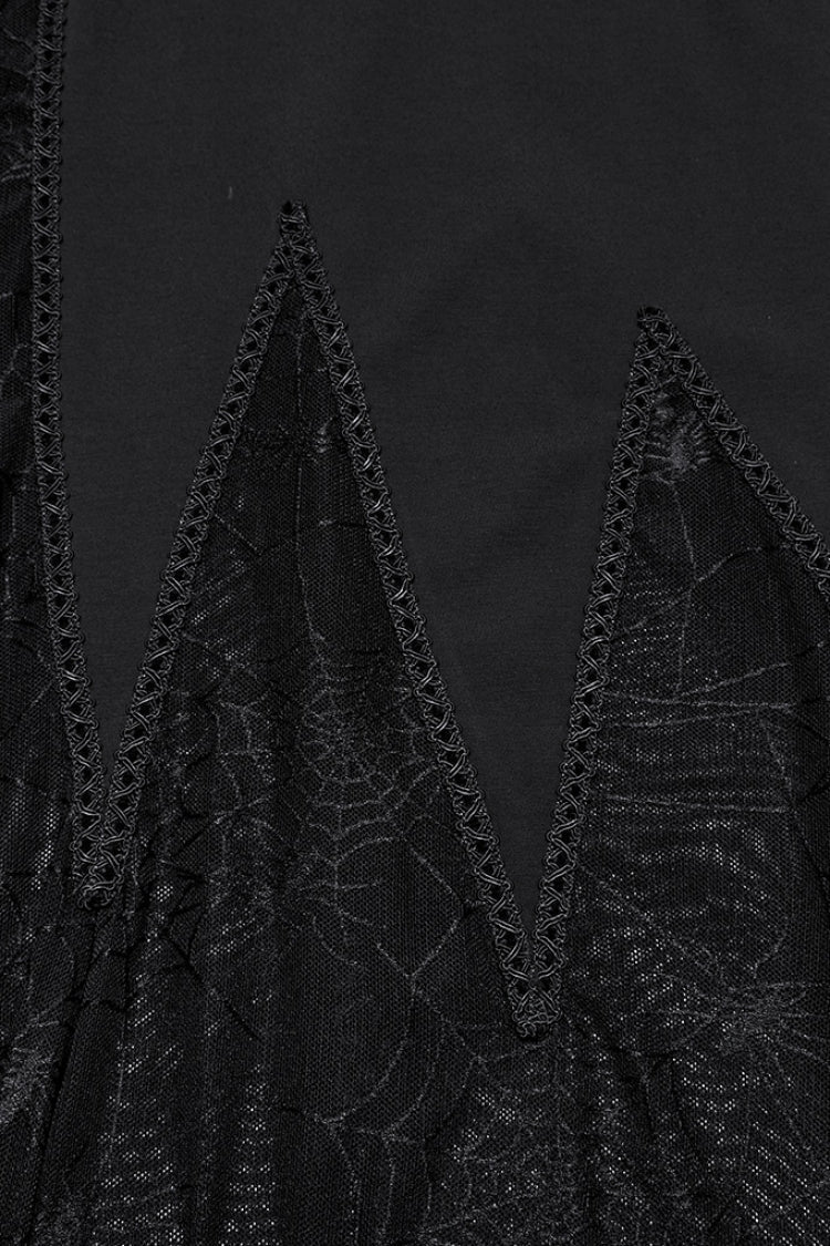Black Sleeveless Plunging Sipder Stitching Mesh Women's Gothic Party Dress - Product - 5